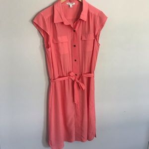 Banana Republic coral cap sleeve shirt dress